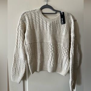 NYC Knits Ivory Cable Knit Sweater Tie in Back from Nordstrom Women’s Medium
